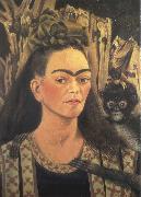 Frida Kahlo Self-Portrait with Monkey painting